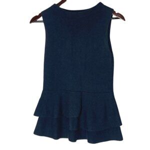 Banana Republic Ruffle Asymmetric Peplum Knit Sleeveless Navy Blouse XS